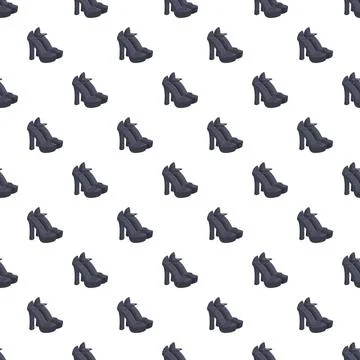 Seamless pattern featuring dark platform high heels shoes Stock Illustration