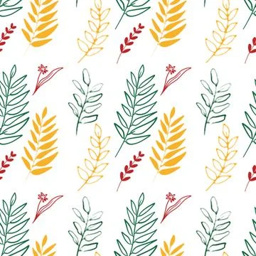A seamless pattern featuring delicate botanical motifs in festive  Perfect .. Stock Illustration