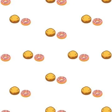 Seamless Pattern Featuring Delicious Bakery Pastries and Sweet Glazed Donuts. Stock Illustration