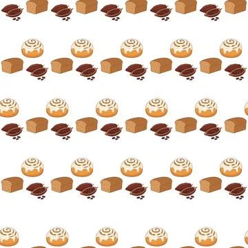 Seamless Pattern Featuring Delicious Bakery Pastries and Sweet Desserts. Stock Illustration
