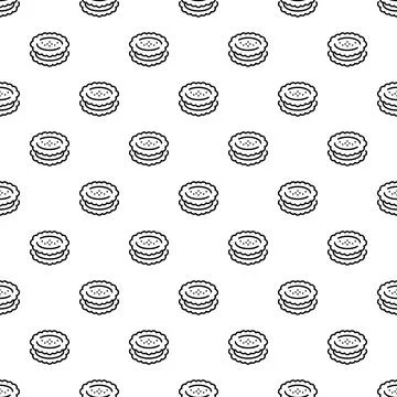 Seamless pattern featuring delicious sandwich cookies line art Stock Illustration