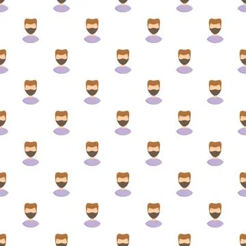 Seamless pattern featuring diverse cartoon male avatars Stockillustratie