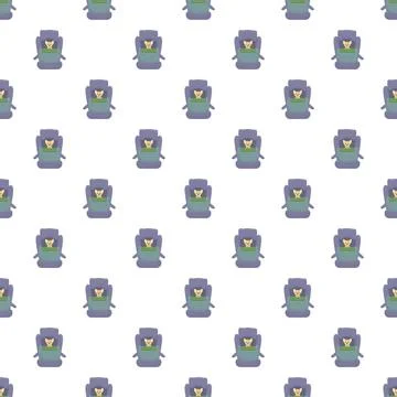Seamless pattern featuring a dog in a car pet seat Stock Illustration