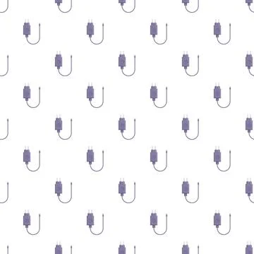 Seamless pattern featuring electric chargers for devices イラスト素材