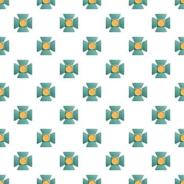 Seamless pattern featuring film studio spotlight lamps Stock Illustration