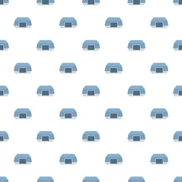 Seamless pattern featuring flat design cat litter boxes Stock Illustration