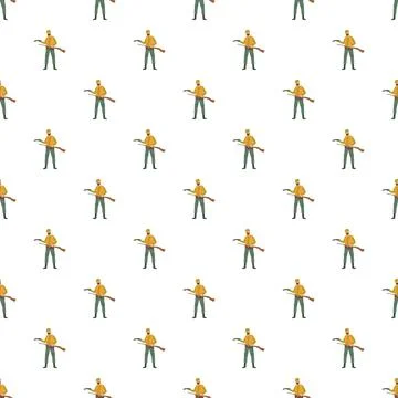 Seamless pattern featuring flat illustration hunters with rifles Stockillustratie