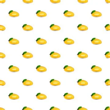 Seamless pattern featuring fresh mango fruit halves Illustrazione stock