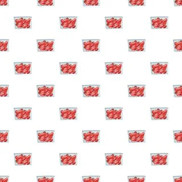 Seamless pattern featuring fresh strawberries in retail packaging Stock Illustration