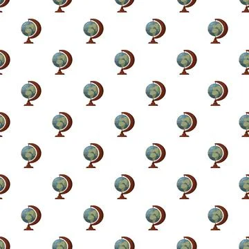 Seamless pattern featuring globes showing world map 库存插图