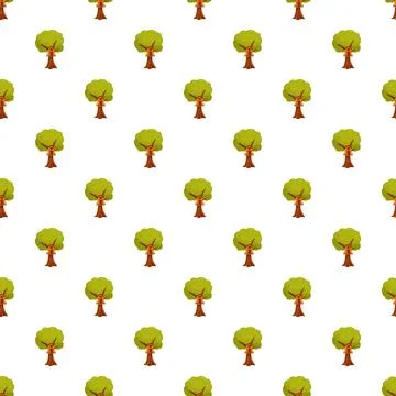 Seamless pattern featuring green cartoon tree icon 스톡 일러스트
