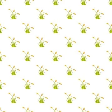 Seamless pattern featuring green cattail reed plants 스톡 일러스트