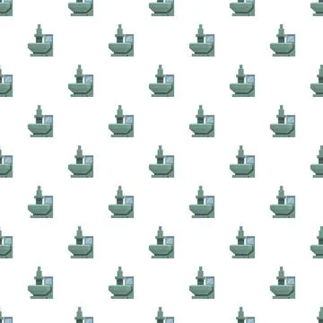 Seamless pattern featuring a green digital microscope device Illustrazione stock