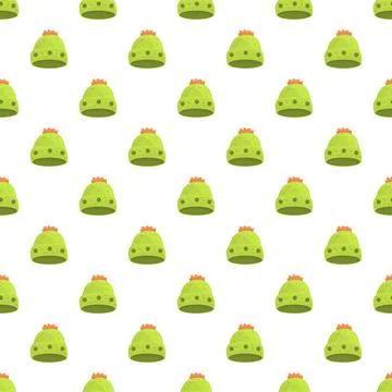 Seamless pattern featuring green knitted winter hats 스톡 일러스트