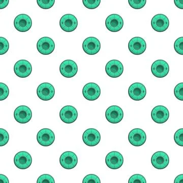 Seamless pattern featuring green lifebuoy shape symbols Stock Illustration