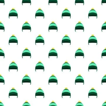 Seamless pattern featuring green striped winter beanie hats Illustrazione stock