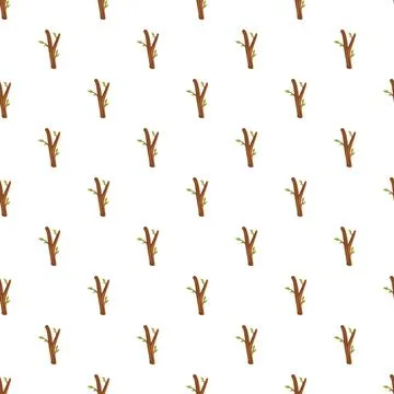 Seamless pattern featuring growing cartoon tree branches Illustrazione stock