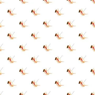 Seamless pattern featuring gymnast performing on aerial hoop 스톡 일러스트