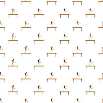 Seamless pattern featuring gymnasts balancing on beam イラスト素材
