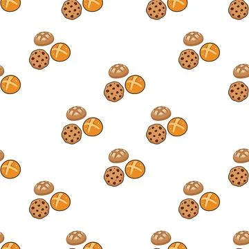 Seamless Pattern Featuring Hand Drawn Bakery Pastries and Sweet Dessert Coo.. Stock Illustration