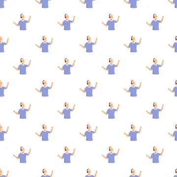 Seamless pattern featuring a happy senior man enjoying music Stock Illustration