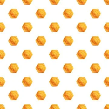 Seamless pattern featuring hexagon gold game coins Stock Illustration