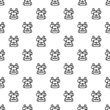 Seamless pattern featuring hiking backpacks for outdoor adventure Illustrazione stock