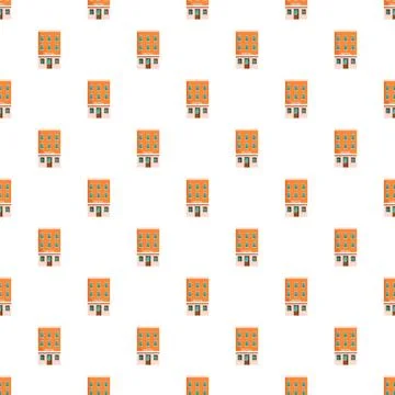 Seamless pattern featuring hotel building facades Stock Illustration