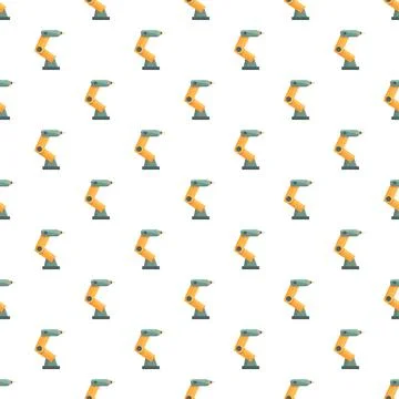 Seamless pattern featuring industrial robotic arms manufacturing Stockillustratie