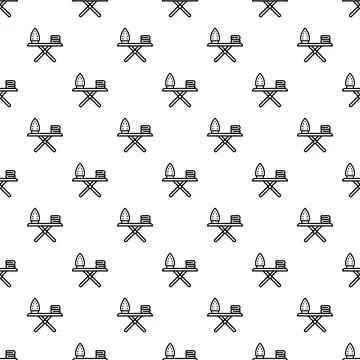 Seamless pattern featuring ironing boards and clean laundry Stock Illustration