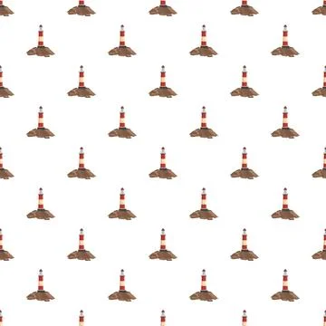 Seamless pattern featuring lighthouses standing on small islands Stock Illustration