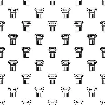 Seamless pattern featuring line icon drawings of ancient ionic columns Stockillustratie
