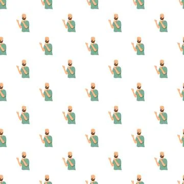 Seamless pattern featuring a man with beard thinking Illustrazione stock