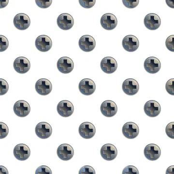 Seamless pattern featuring metal phillips screw heads Stock Illustration