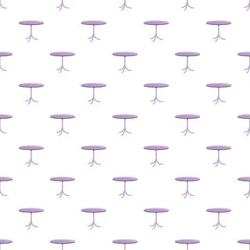 Seamless pattern featuring minimalist purple round cafe tables Stock Illustration