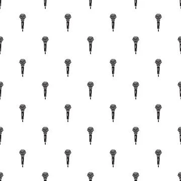Seamless pattern featuring multiple black microphones for audio concepts 스톡 일러스트