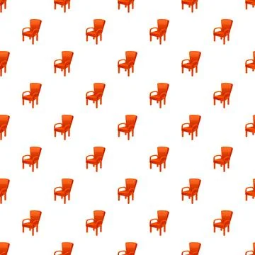 Seamless pattern featuring multiple orange armchairs on white background 库存插图