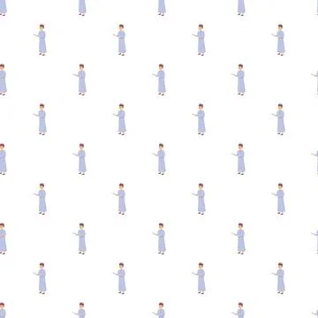 Seamless pattern featuring muslim man character Stockillustratie