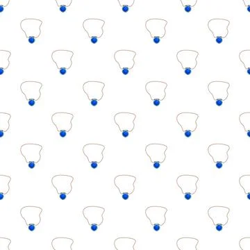 Seamless pattern featuring necklaces with blue gemstones Stock Illustration