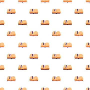 Seamless pattern featuring open books with bookmarks Stock Illustration
