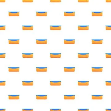 Seamless pattern featuring orange and blue food containers Ilustración de archivo