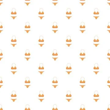 Seamless pattern featuring orange bikini swimwear clothing Stock Illustration