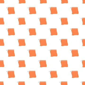 Seamless pattern featuring orange fabric pieces with hooks Stock Illustration