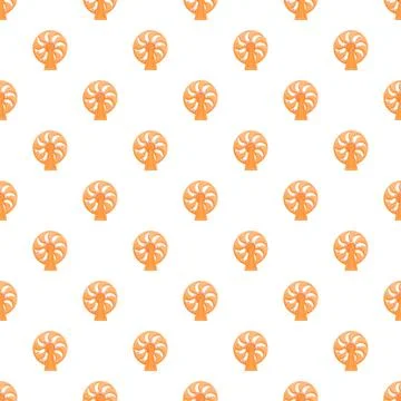 Seamless pattern featuring orange hamster wheels on white background Stock Illustration