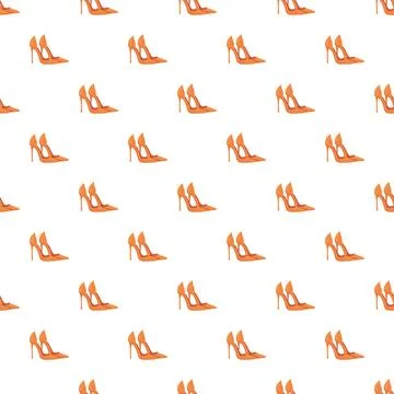 Seamless pattern featuring orange high heels fashion footwear Stock Illustration