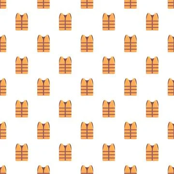 Seamless pattern featuring orange life vest illustrations Stock Illustration
