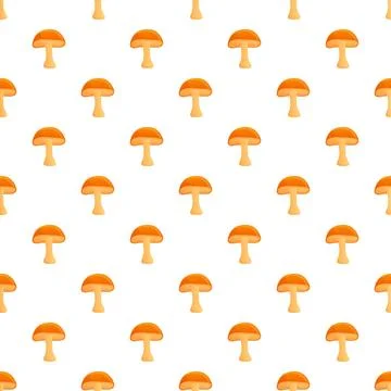 Seamless pattern featuring orange mushrooms on white background Stock Illustration