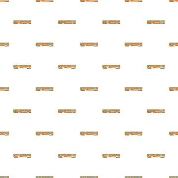Seamless pattern featuring orange public transport train Stock Illustration