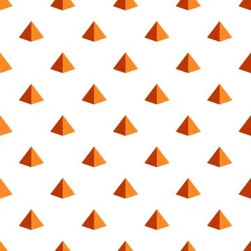 Seamless pattern featuring orange pyramids on white background Stock Illustration
