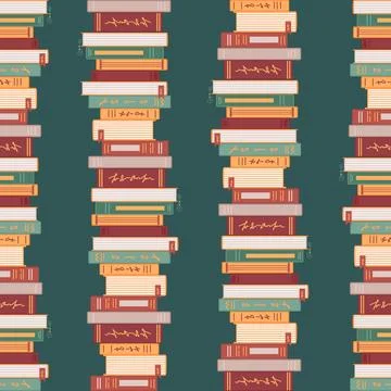 A seamless pattern featuring piles of books, ideal for book enthusiasts. Perfect Illustrazione stock